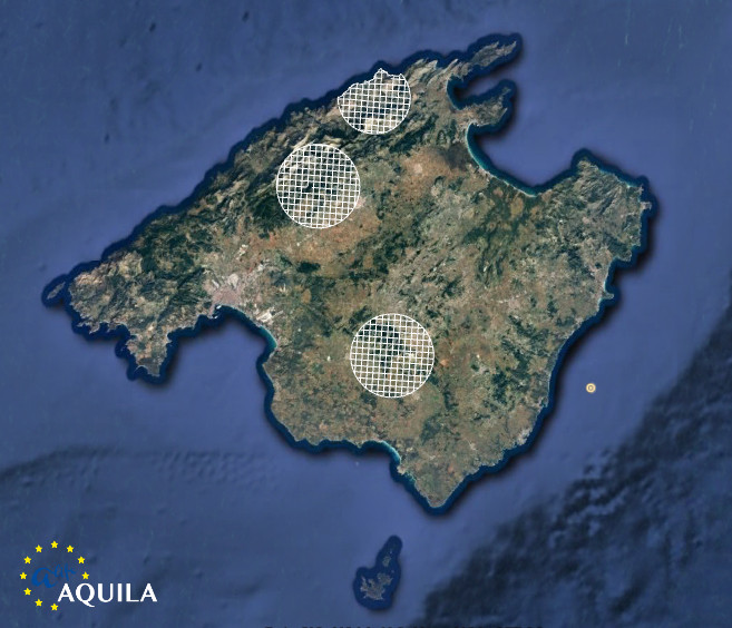 Extensión de los tres territorios seleccionados para el estudio ecológico del águila de Bonelli en Mallorca