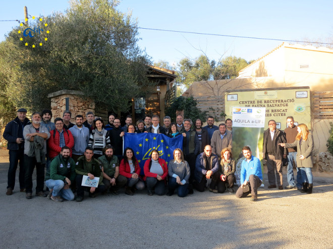 Foto de grupo de los asisentes a la reunión en Mallorca del proyecto AQUILA a-LIFE los dias 24 y 25 del pasado enero.