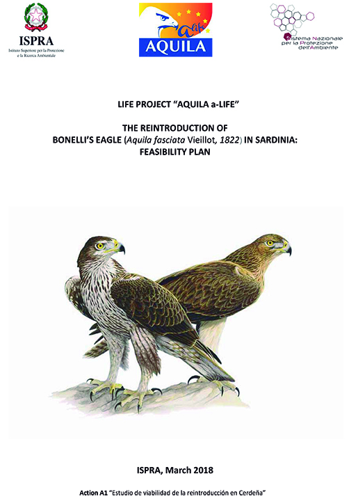 Portada del estudio de viabilidad de la reintroducción del águila de Bonelli en Cerdeña.