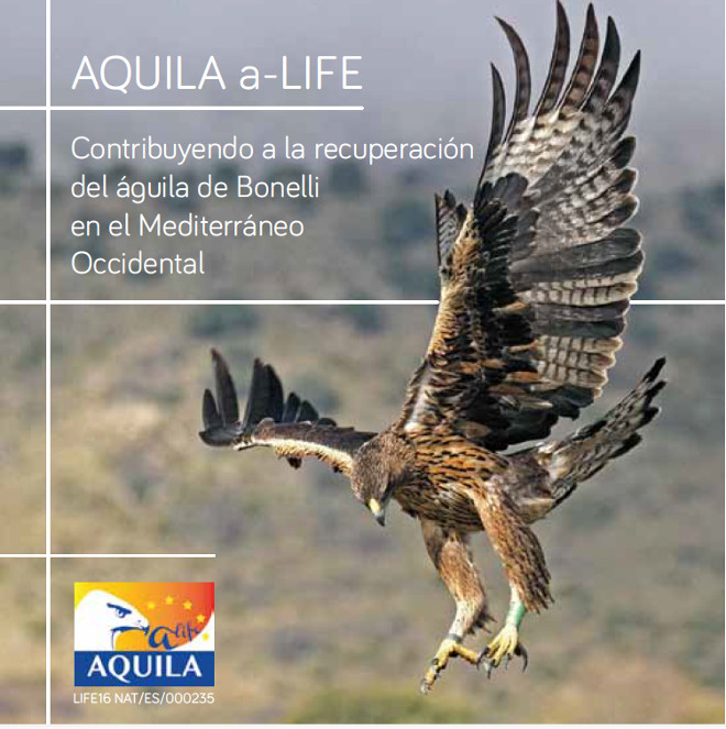 Portada del reciente folleto o tríptico editado por AQUILA a-LIFE.