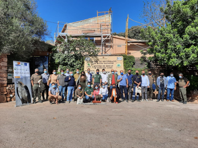 Participantes en la jornada técnica sobre electrocuciones celebrada el pasado 8 de octubre en la sede en Mallorca de la Fundació Natura Parc. Foto: FNP