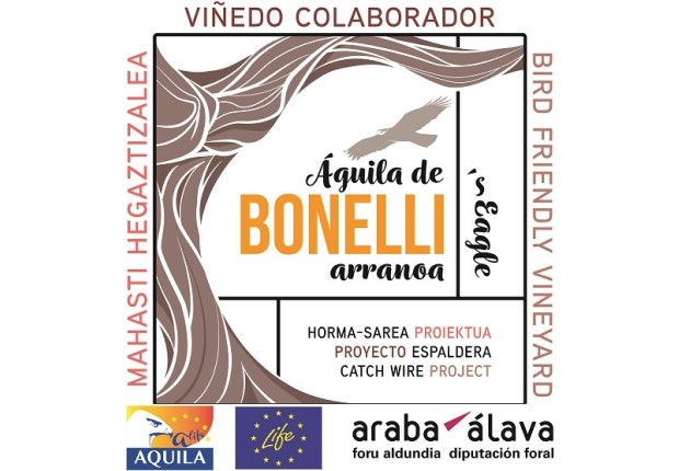 Sello de AQUILA a-LIFE otorgado a los viñedos alaveses colaboradores del proyecto.