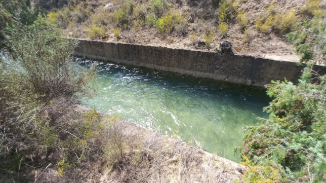 Tramo del canal de Selgua, en Castillazuelo, donde cayó al agua "Barluenga", siendo arrastrada más de diez kilómetros.